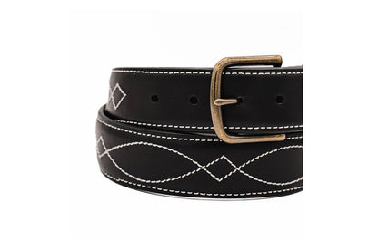 Buckaroo Black Italian Calf Leather Belt