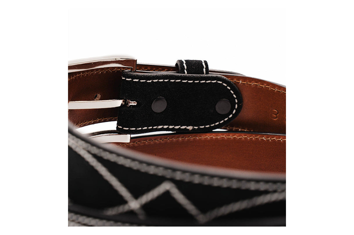 Buckaroo Black Italian Suede Leather Belt