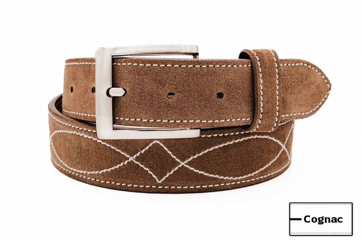 Buckaroo Cognac Italian Suede Leather Belt