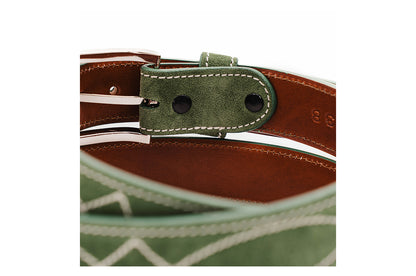 Buckaroo Olive Green Italian Suede Leather Belt