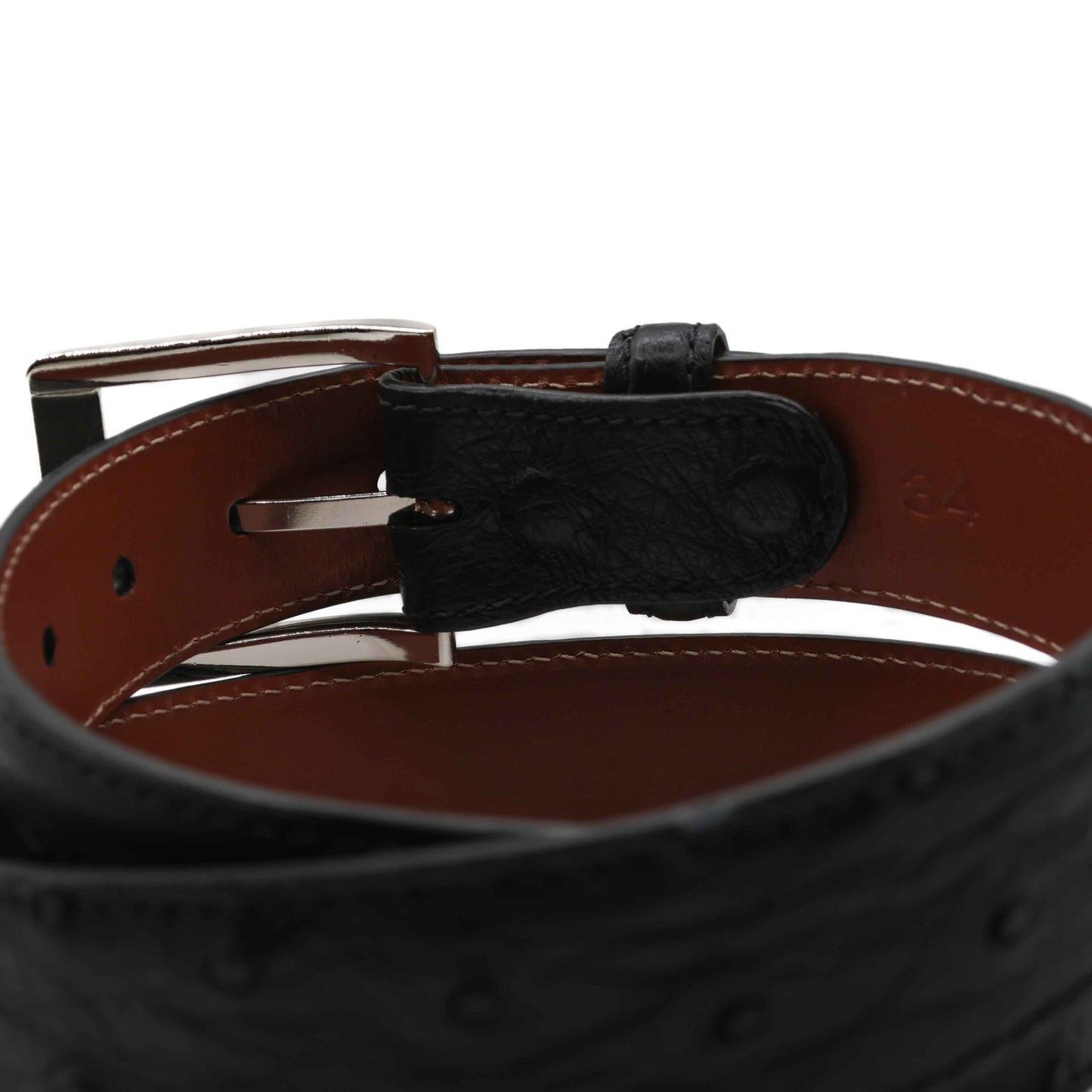 Black Full Quill Ostrich Leather Belt