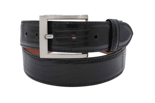 Black Lizard Leather Belt