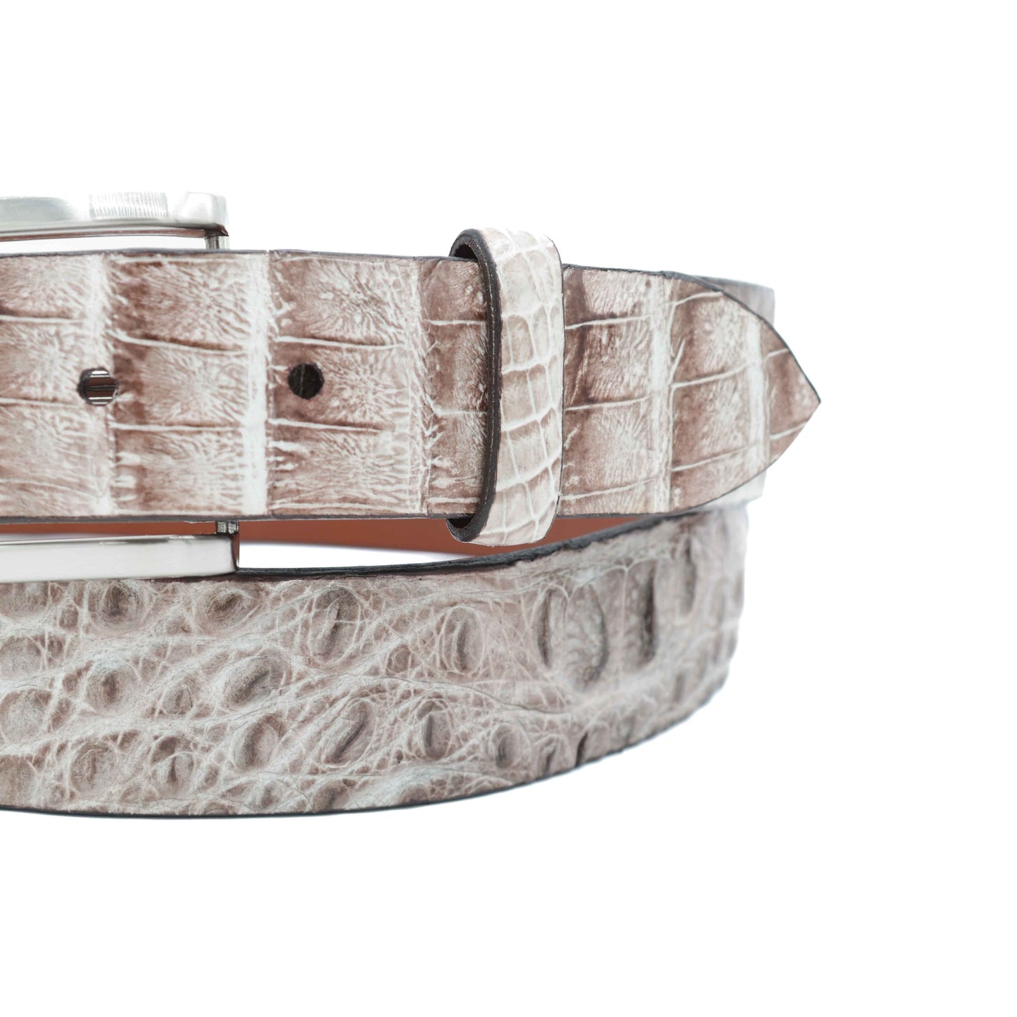 Hornback Natural Caiman Crocodile Leather Belt
