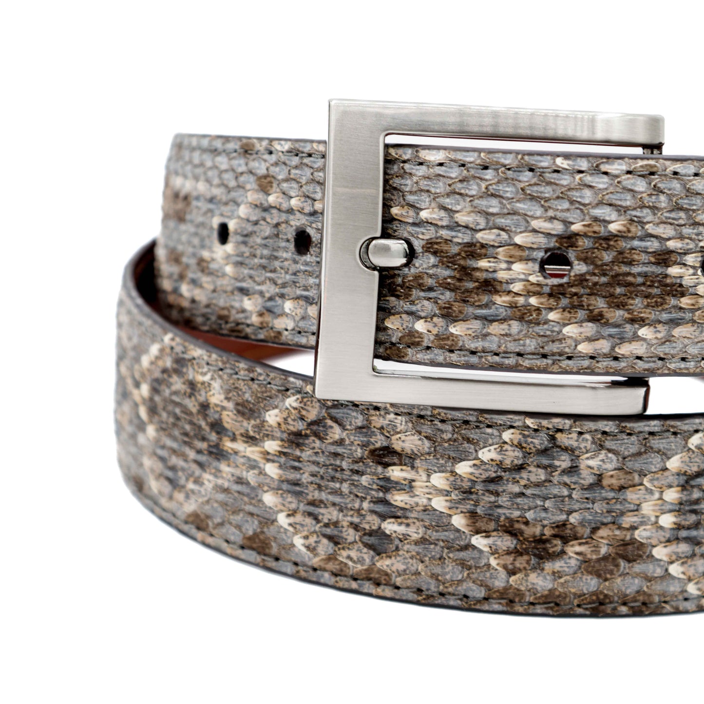 Natural Texas Diamond Back Rattle Snake Leather Belt