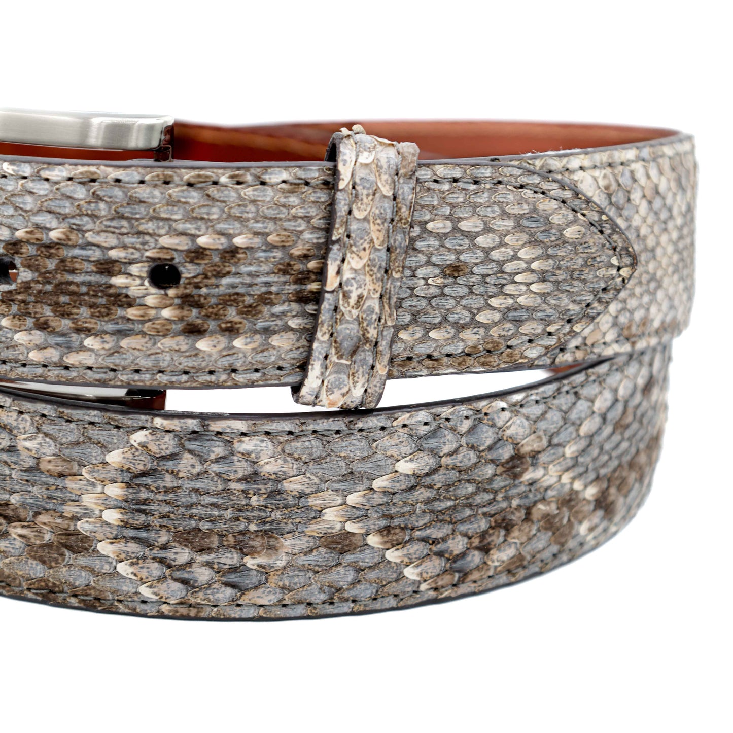 Natural Texas Diamond Back Rattle Snake Leather Belt
