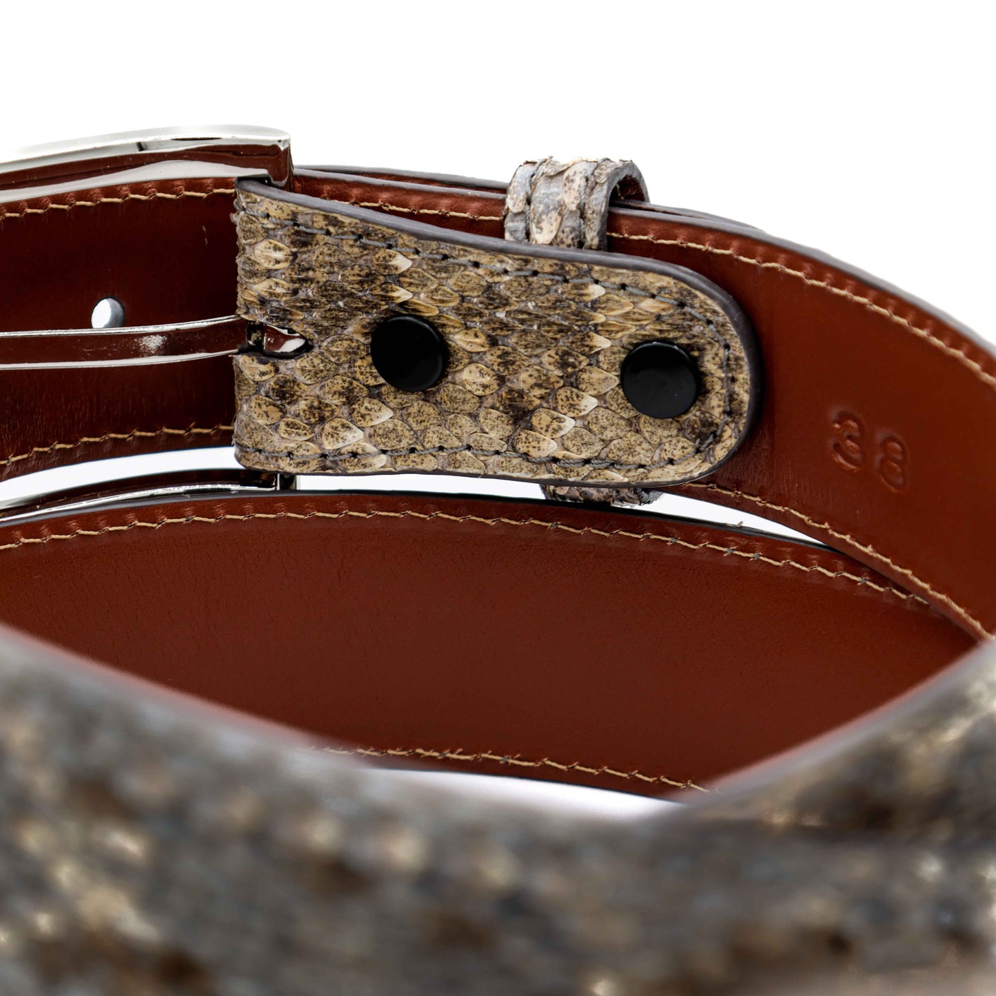 Natural Texas Diamond Back Rattle Snake Leather Belt