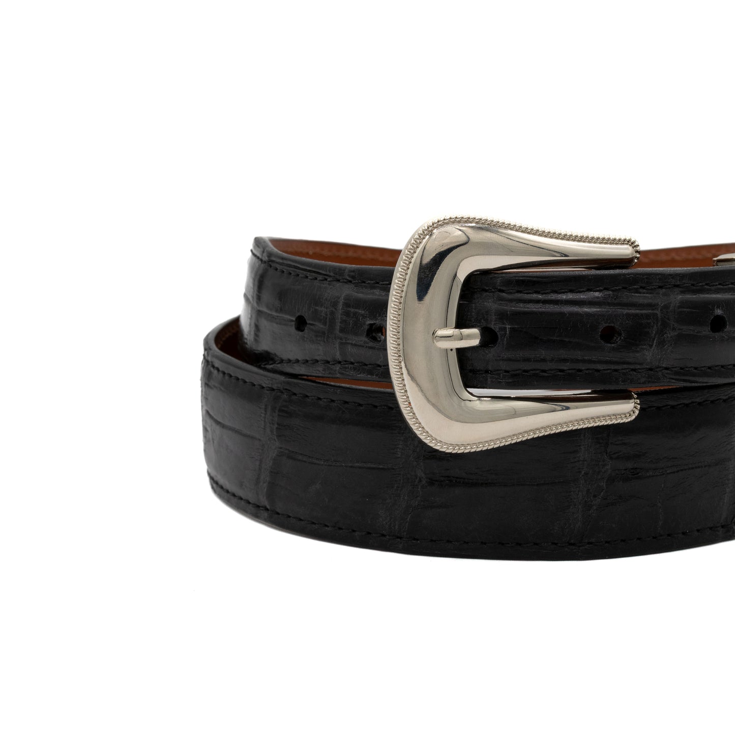 "The Travis" Black Alligator Leather Tapered Belt