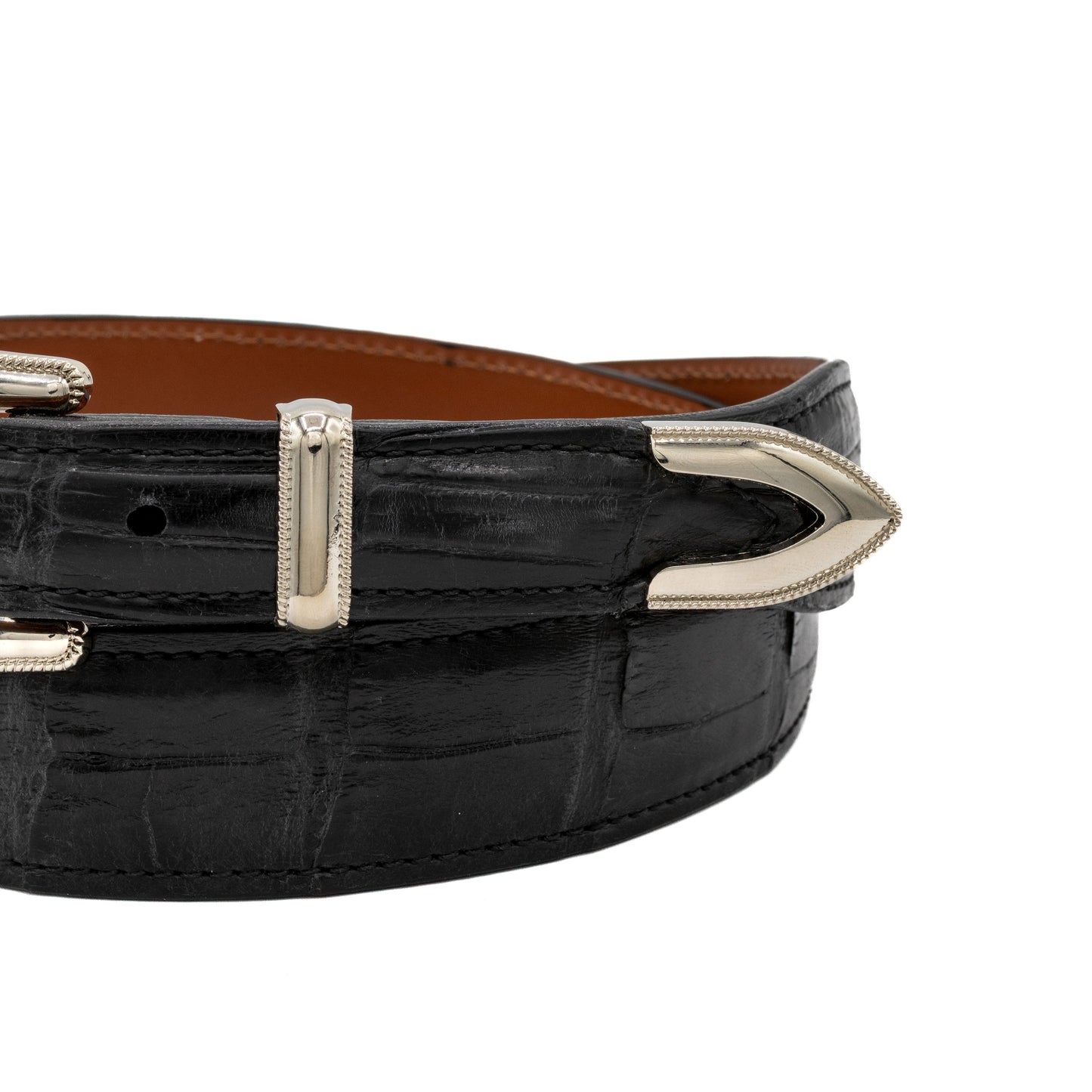"The Travis" Black Alligator Leather Tapered Belt