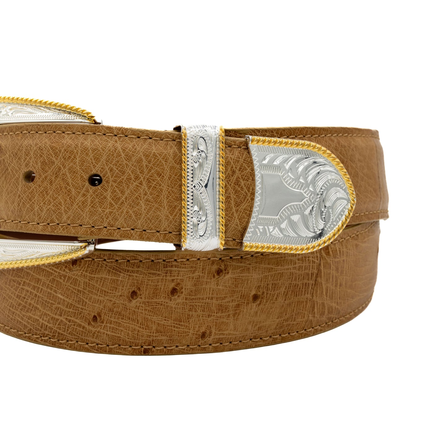 Tan "Taylor Deluxe" Smooth Ostrich Leather Belt