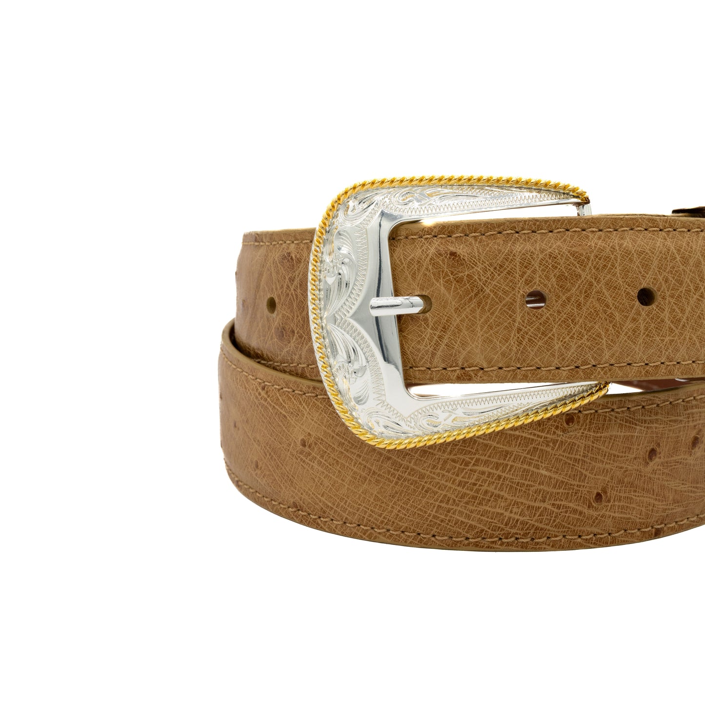 Tan "Taylor Deluxe" Smooth Ostrich Leather Belt