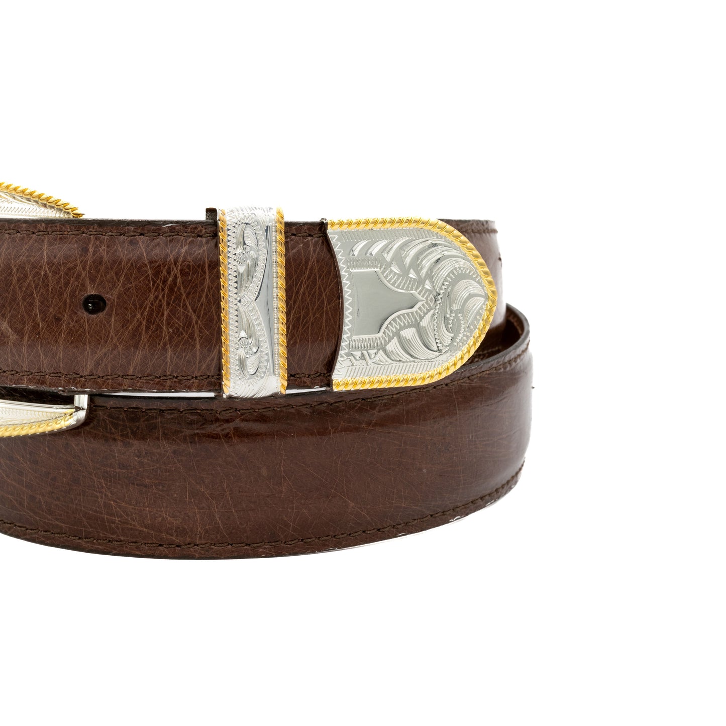 Brown "Taylor Deluxe" Smooth Ostrich Leather Belt