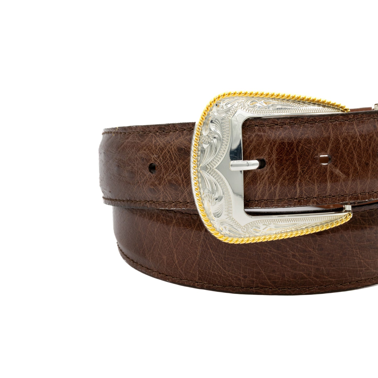 Brown "Taylor Deluxe" Smooth Ostrich Leather Belt
