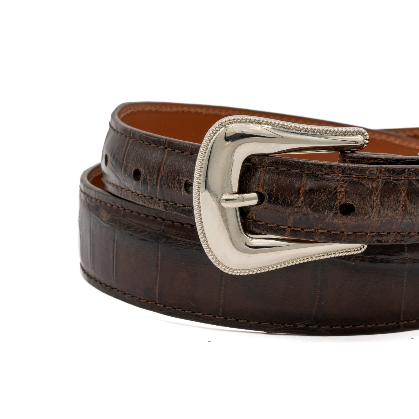 "The Travis" Brown Alligator Leather Tapered Belt