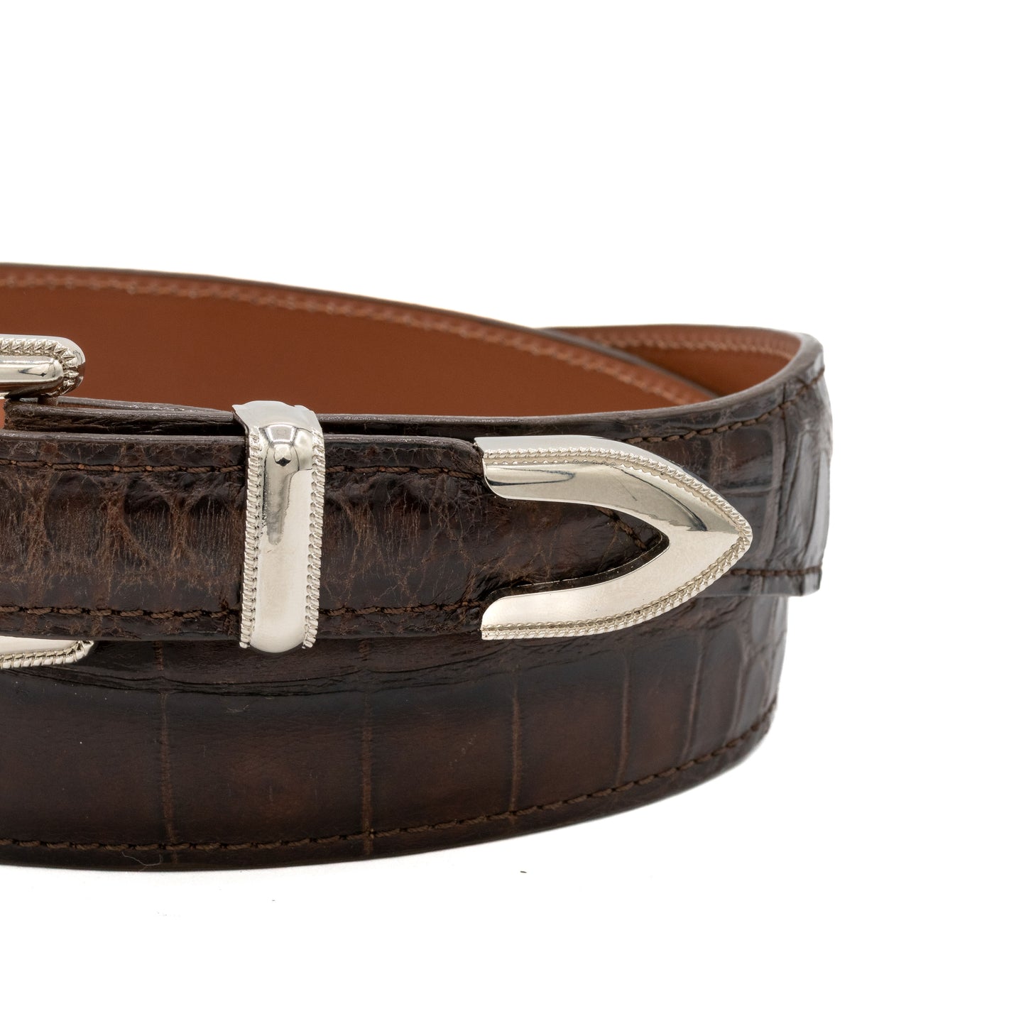 "The Travis" Brown Alligator Leather Tapered Belt