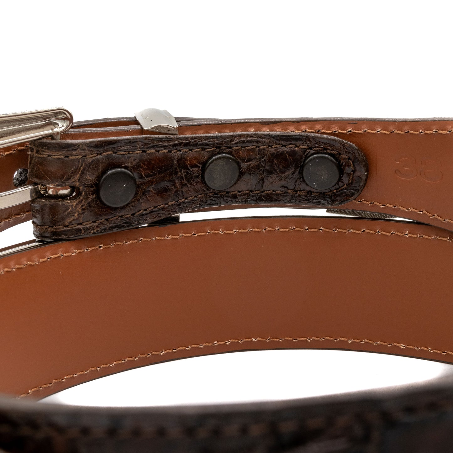 "The Travis" Brown Alligator Leather Tapered Belt