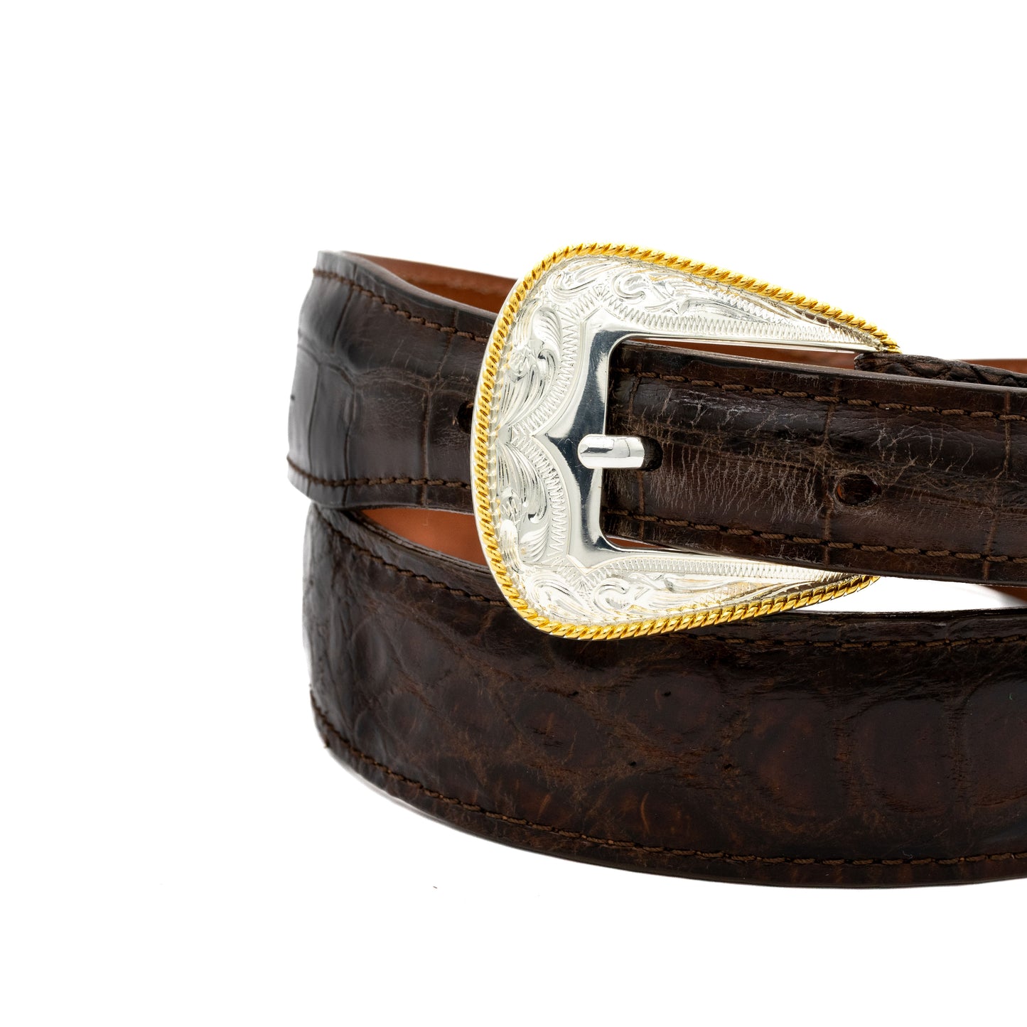 Brown "Taylor Deluxe" Tapered Alligator Leather Belt