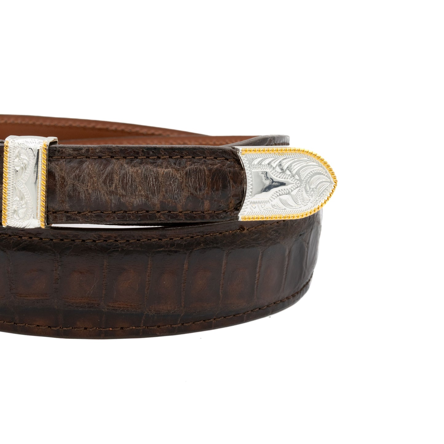 Brown "Taylor Deluxe" Tapered Alligator Leather Belt