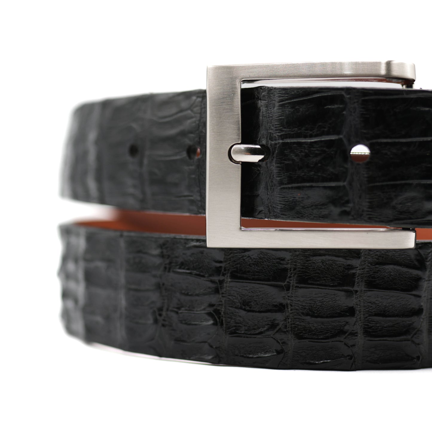 Black Alligator Double Tail Leather Belt