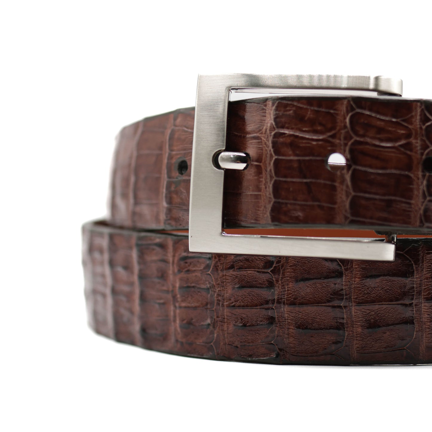 Cigar Brown Alligator Double Tail Leather Belt