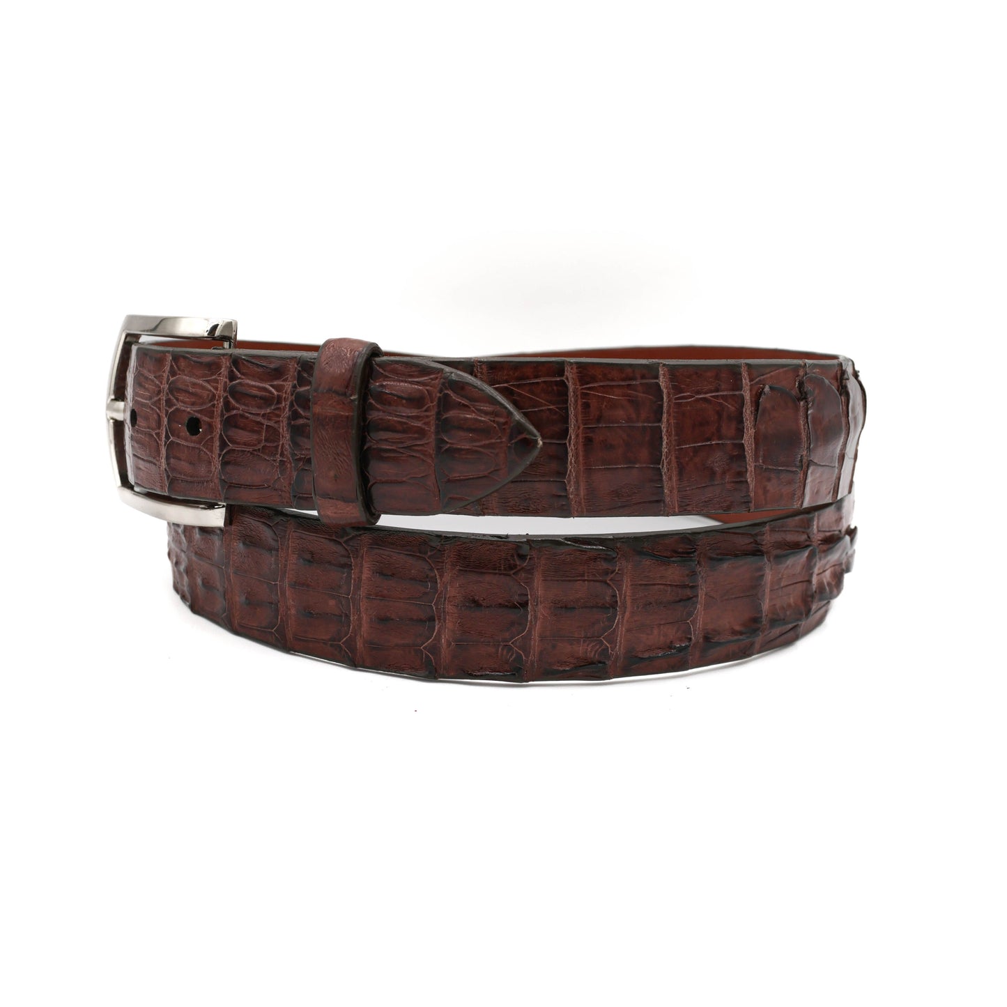 Cigar Brown Alligator Double Tail Leather Belt