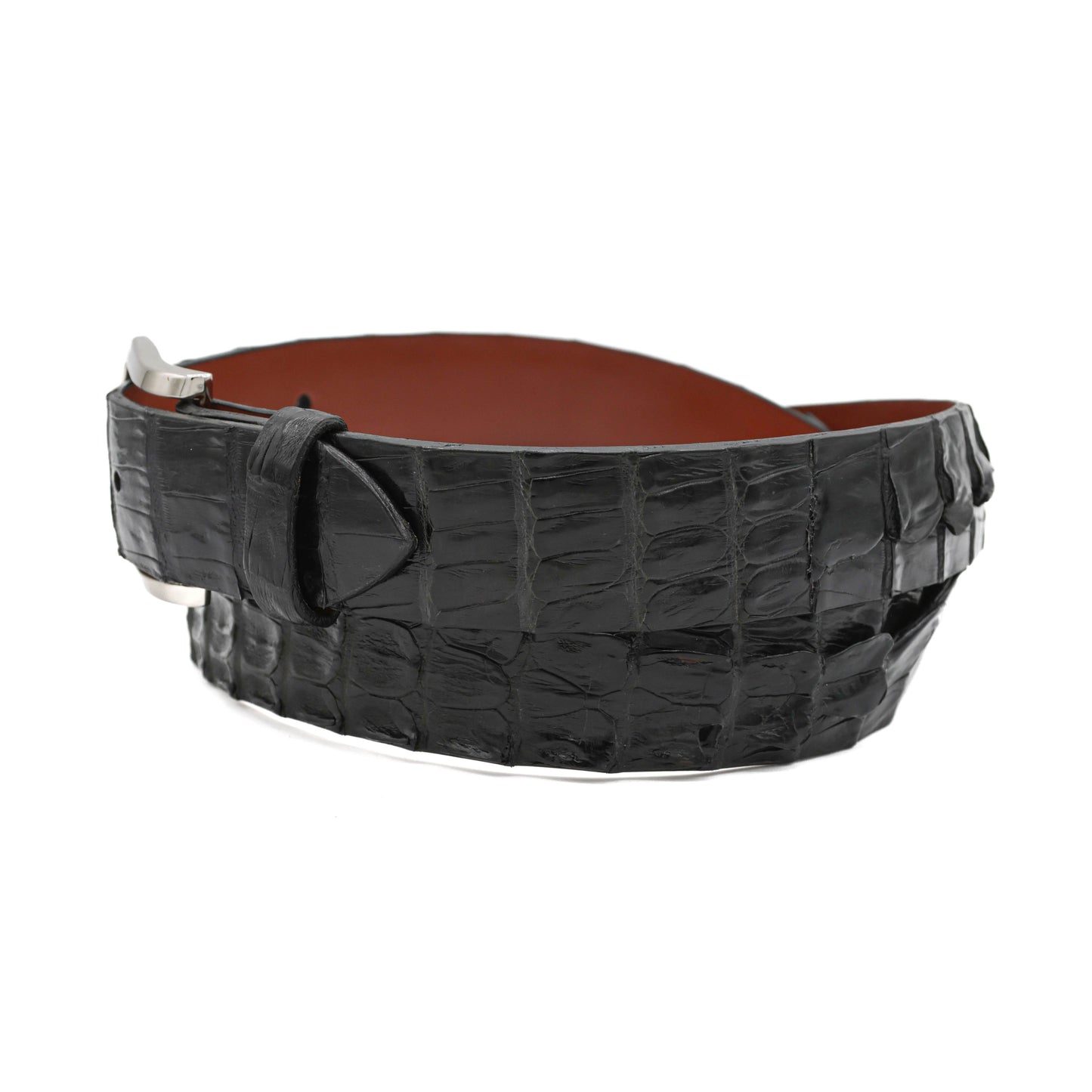 Black Alligator Double Tail Leather Belt