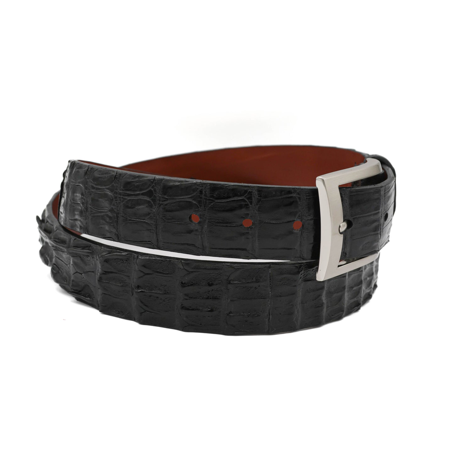 Black Alligator Double Tail Leather Belt