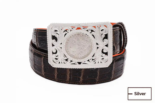 A Dollar Earned Roped Edge Sterling Silver (.925) Filigree Trophy Belt Buckle