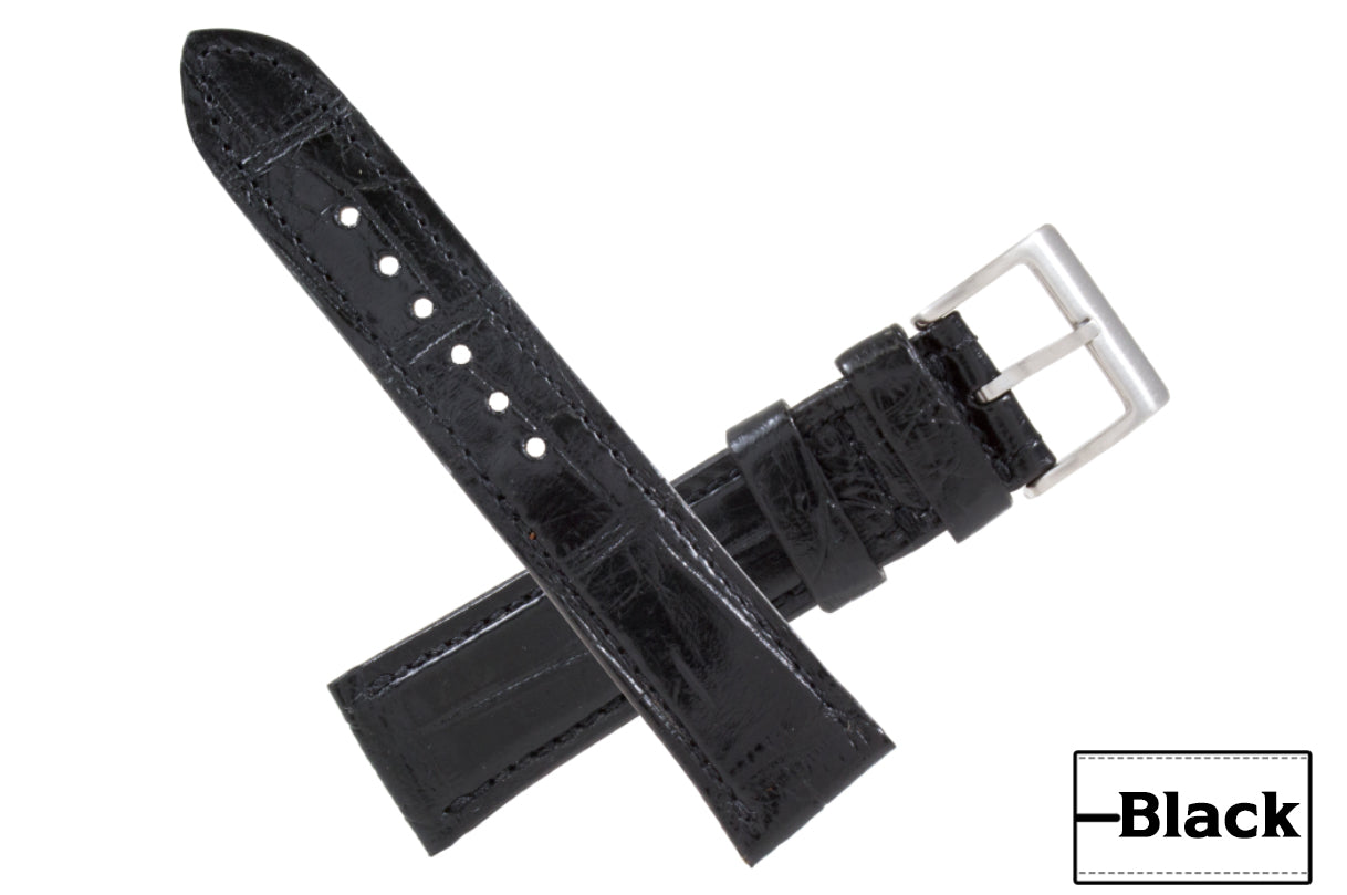 Black AAA Ultra Alligator Leather Watch Strap