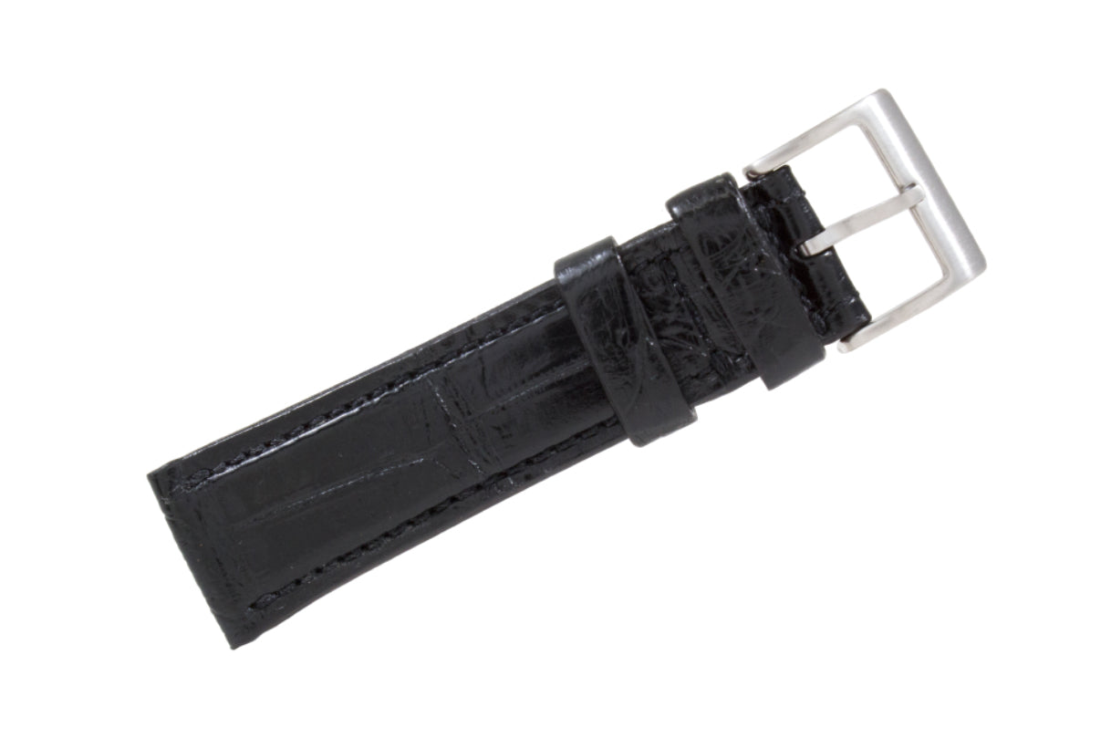 Black AAA Ultra Alligator Leather Watch Strap