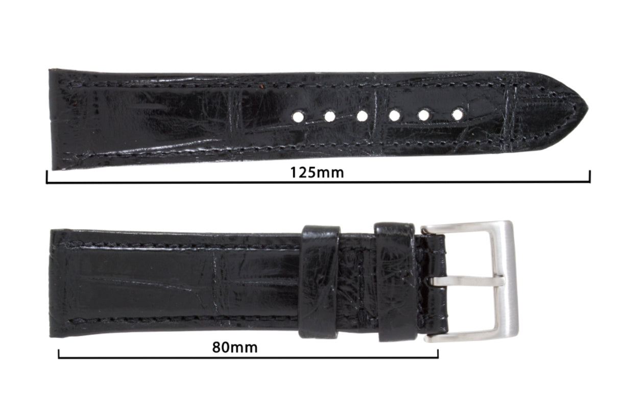 Black AAA Ultra Alligator Leather Watch Strap