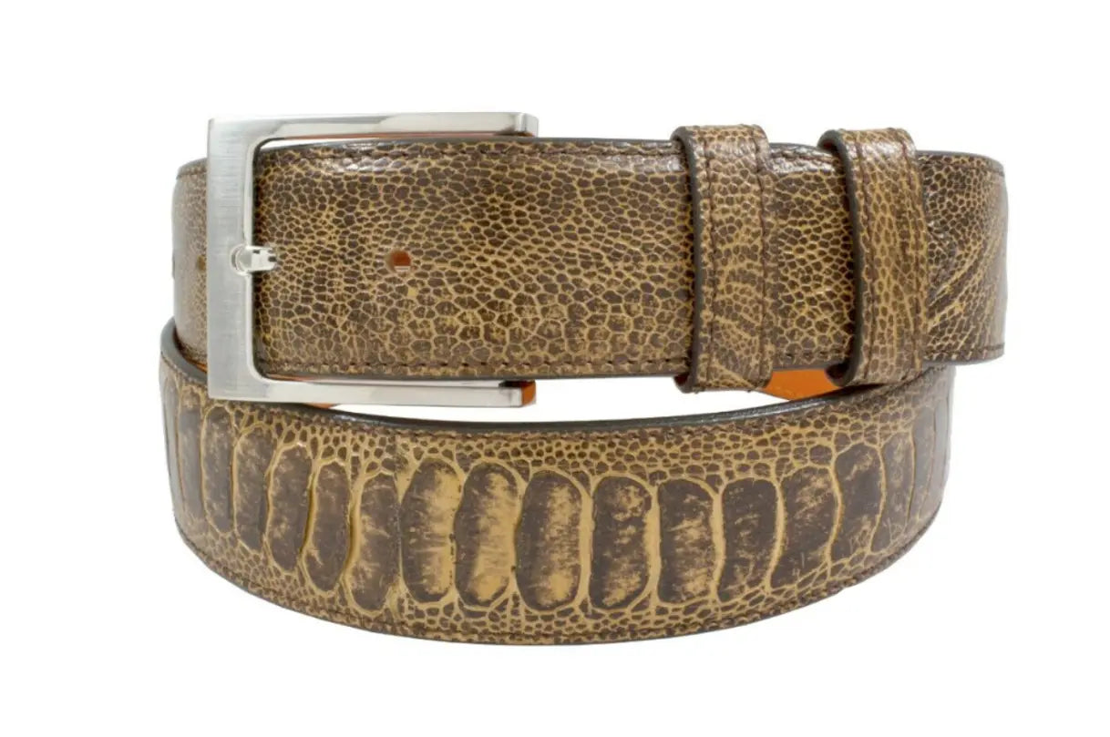 AAA ULTRA Antique Saddle Ostrich Leg Leather Belt