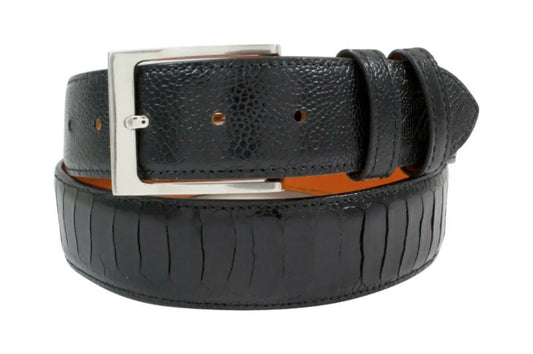 AAA ULTRA Black Ostrich Leg Leather Belt