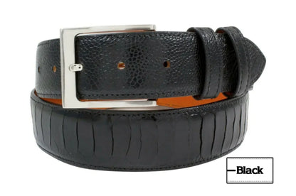 AAA ULTRA Black Ostrich Leg Leather Belt