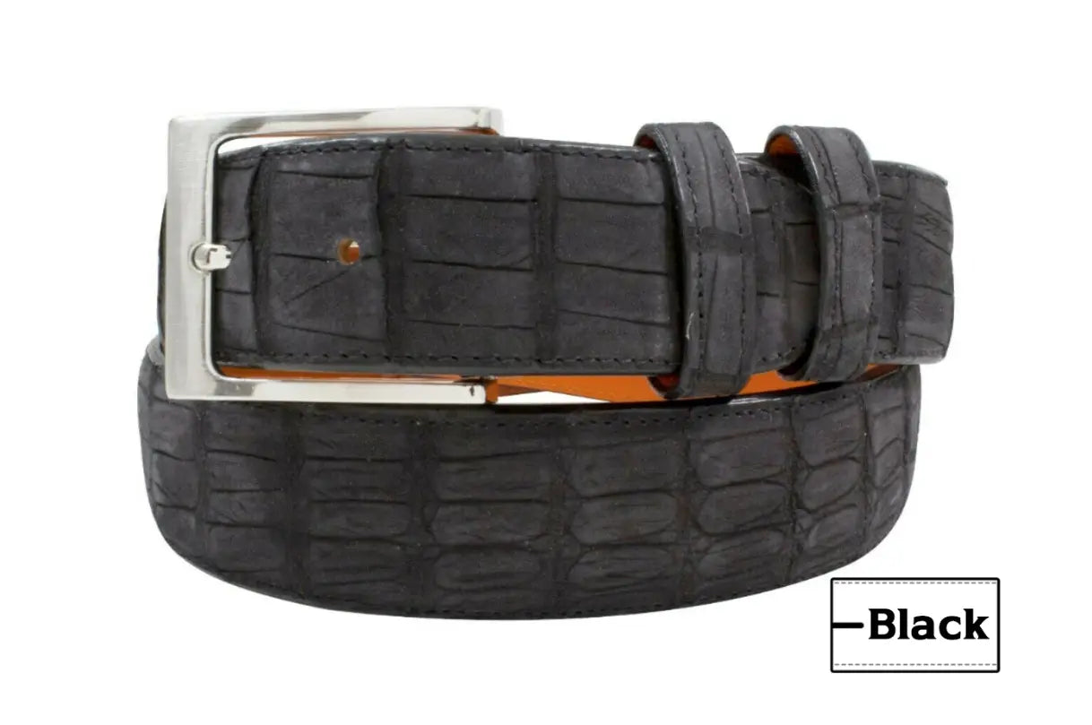 Genuine AAA ULTRA Black Suede Alligator Leather Belt