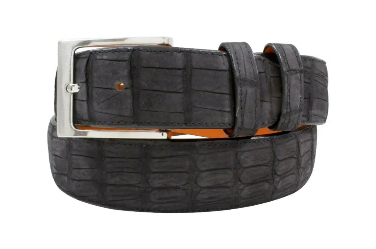 Genuine AAA ULTRA Black Suede Alligator Leather Belt