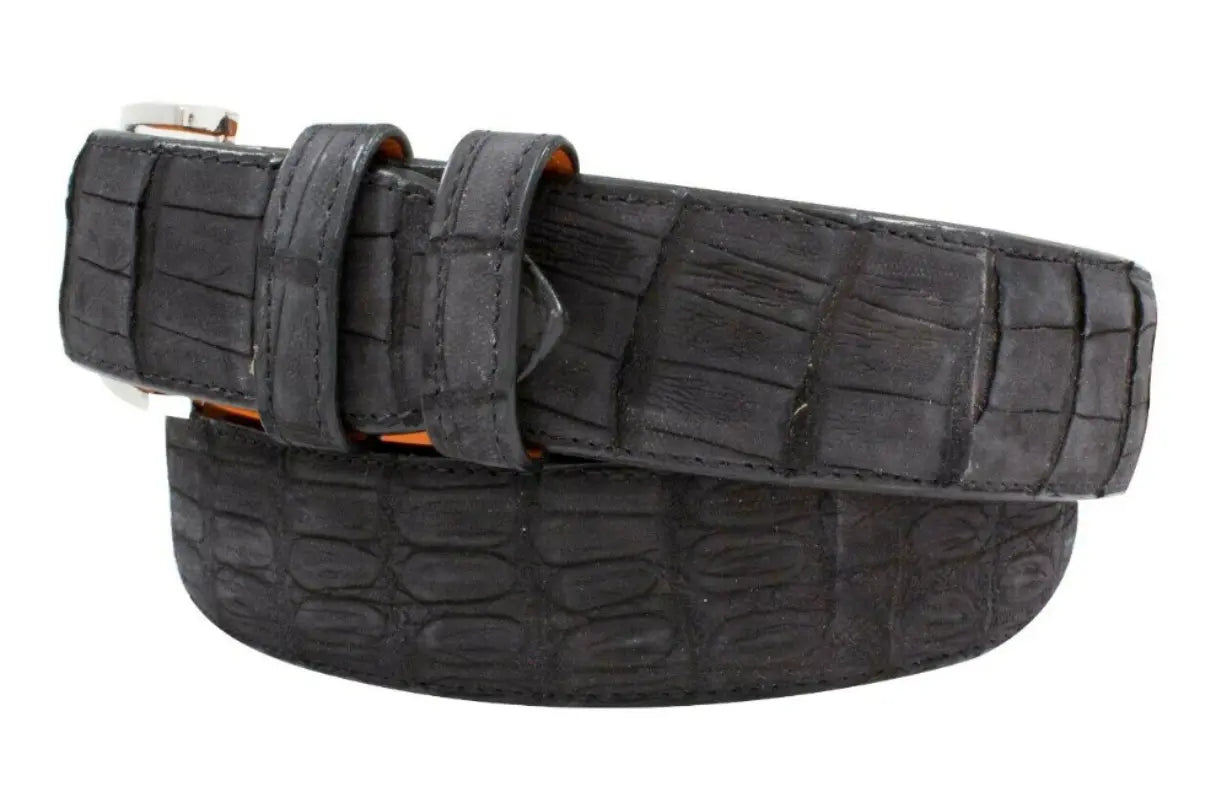 Genuine AAA ULTRA Black Suede Alligator Leather Belt