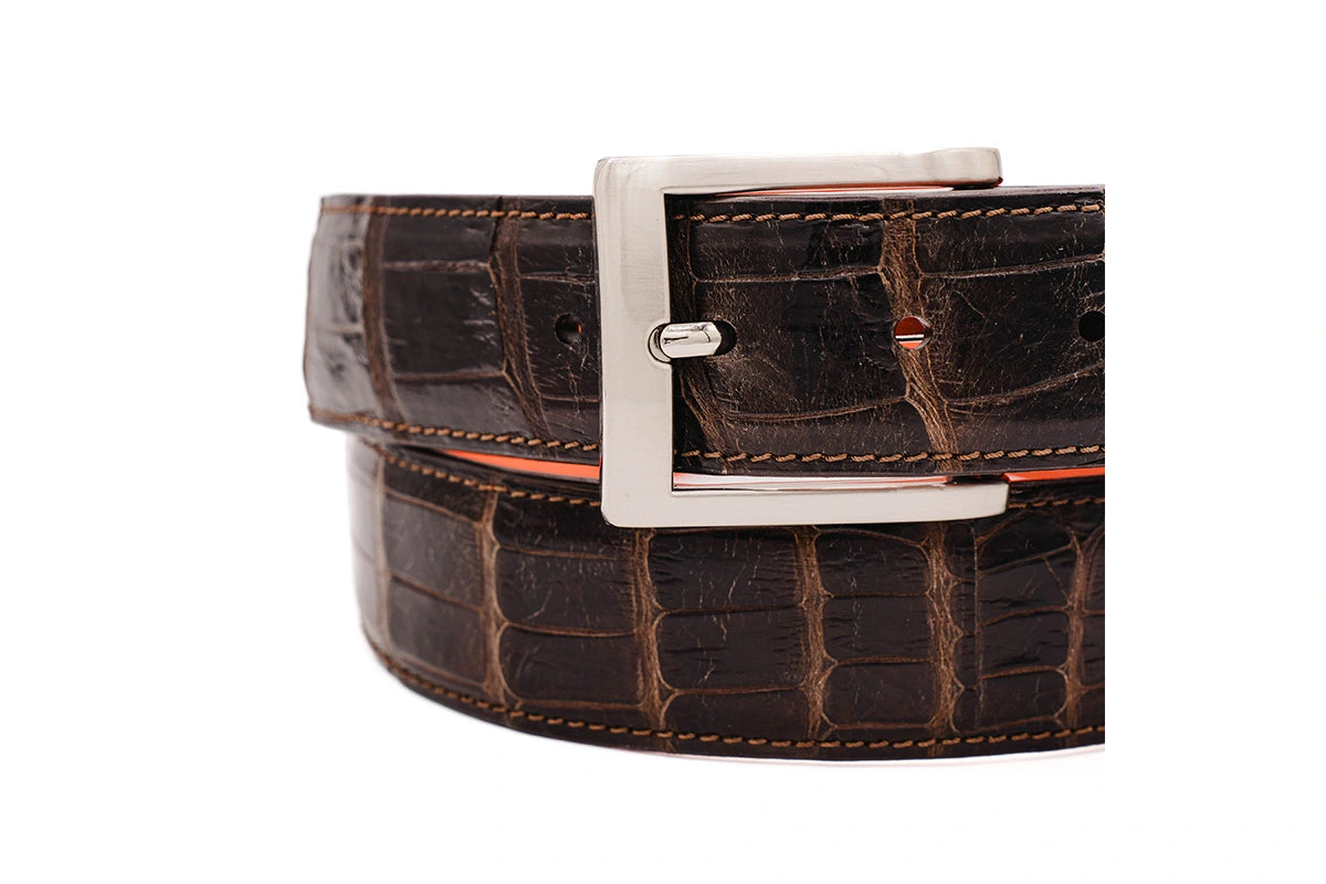 AAA ULTRA Dark Brown American Alligator Leather Belt