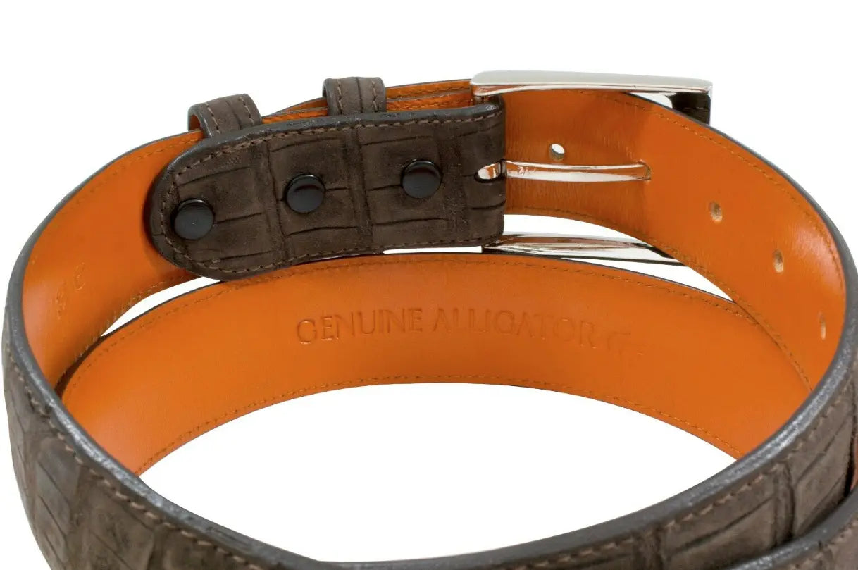 Genuine AAA ULTRA Brown Suede Alligator Leather Belt