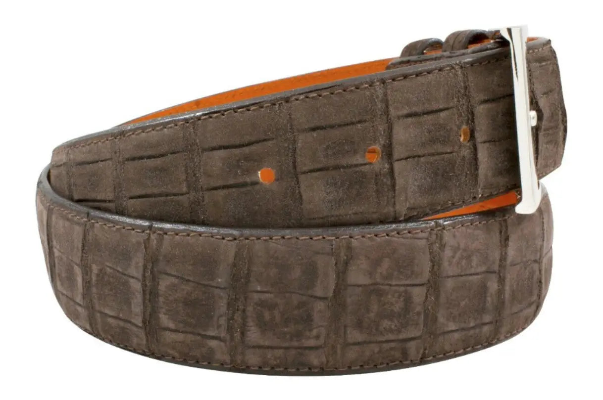 Genuine AAA ULTRA Brown Suede Alligator Leather Belt