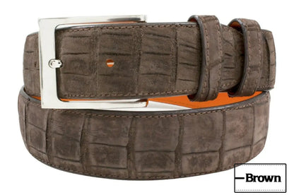 Genuine AAA ULTRA Brown Suede Alligator Leather Belt