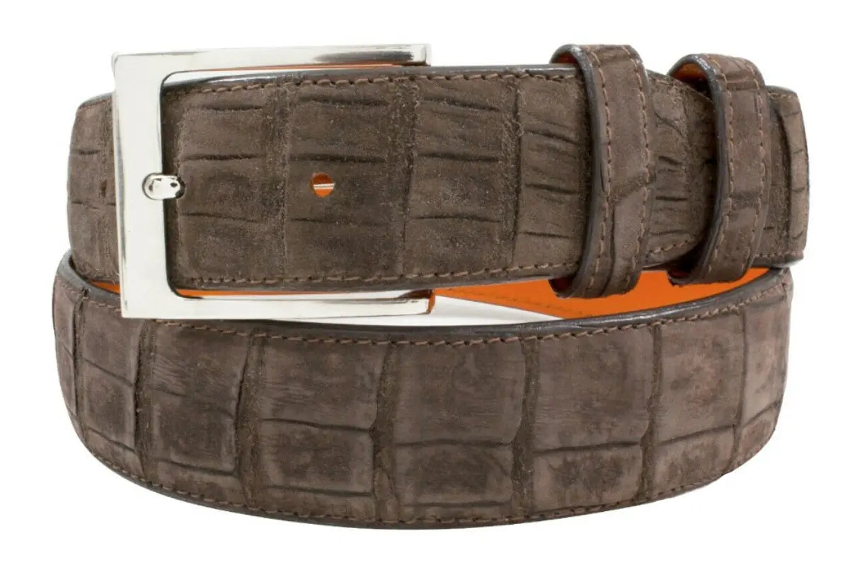 Genuine AAA ULTRA Brown Suede Alligator Leather Belt