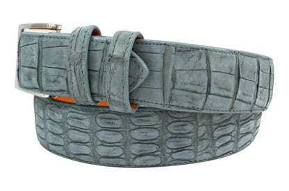 Genuine AAA ULTRA Cadet Gray Suede Alligator Leather Belt