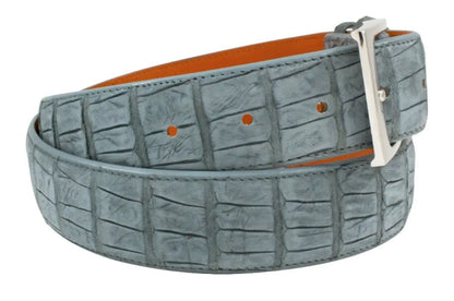 Genuine AAA ULTRA Cadet Gray Suede Alligator Leather Belt