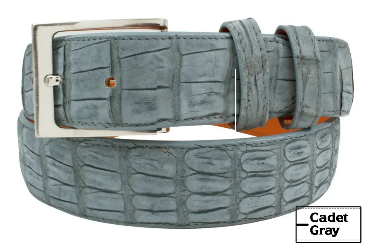 Genuine AAA ULTRA Cadet Gray Suede Alligator Leather Belt