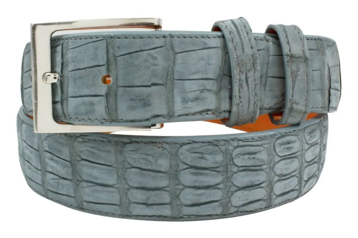 Genuine AAA ULTRA Cadet Gray Suede Alligator Leather Belt