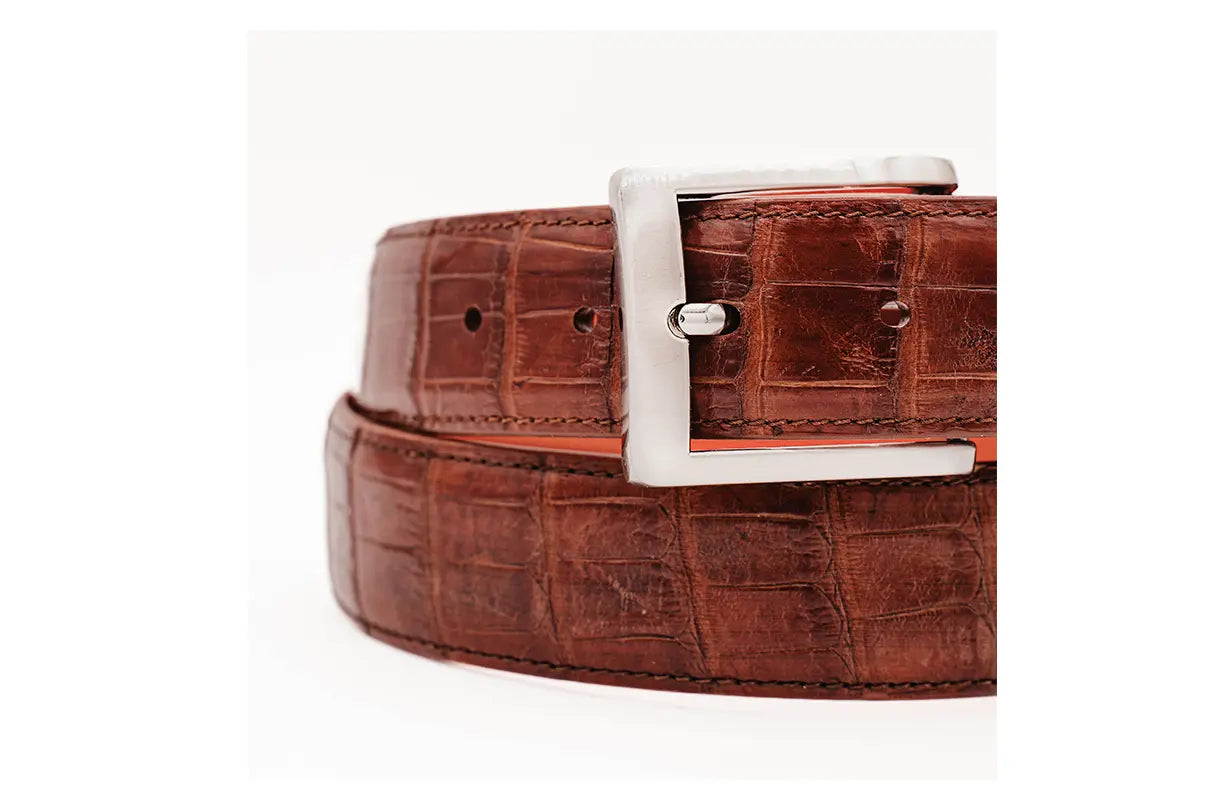 AAA ULTRA Cognac American Alligator Leather Belt