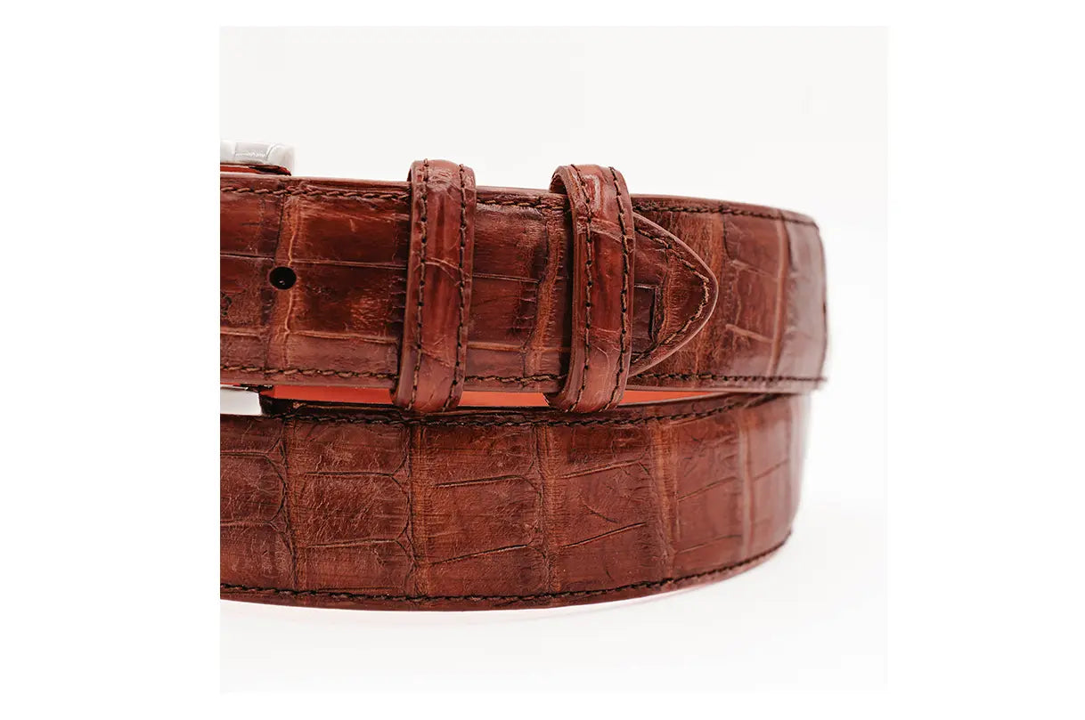 AAA ULTRA Cognac American Alligator Leather Belt