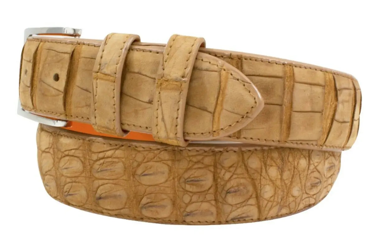 Genuine AAA ULTRA Tan Suede Alligator Leather Belt