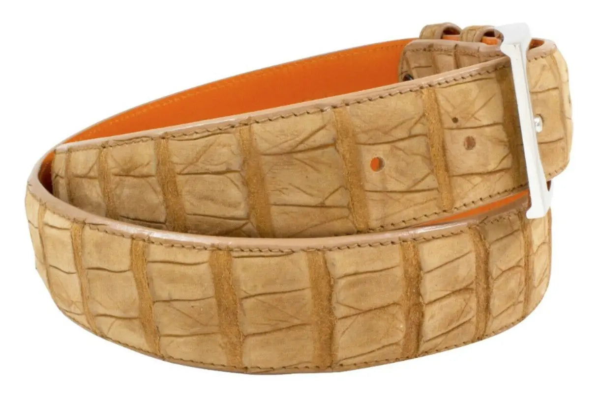 Genuine AAA ULTRA Tan Suede Alligator Leather Belt