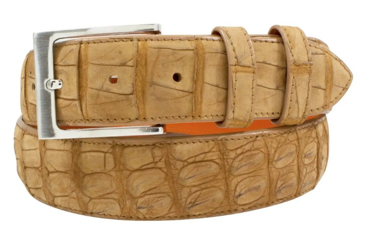 Genuine AAA ULTRA Tan Suede Alligator Leather Belt